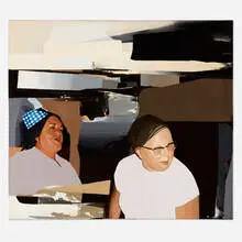 Franziska Holstein, 2 Frauen/Karierter Hut, 2006, acrylic on canvas