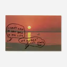 Lucien Smith, How you gon' be mad on vacation?, 2013, postcard, ink and plastic in aluminum frame