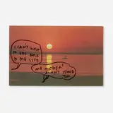 Lucien Smith, How you gon' be mad on vacation?, 2013, postcard, ink and plastic in aluminum frame