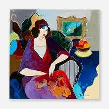 Untitled by Itzchak Tarkay, oil on canvas, sold May 2025