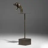 Mark Kostabi, On the edge, 1988, bronze
