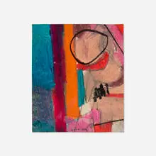 Charles Littler, Blue and Pink Abstraction, mixed media on paper