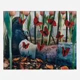 Gregory Crewdson, Untitled (Leg and Butterflies with Tulips), 1997, C-print mounted to Sintra