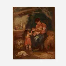 Eugene Higgins, Domestic Interior, oil on board