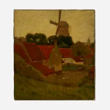 Windmill by Charles Warren Eaton, oil on canvas, sold Apr 2023