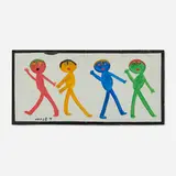 Mose Tolliver, Red, Yellow, Blue and Green Figures, paint on wood