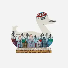 Howard Finster, Duck Cutout, 1990, painted wood, pen, photocopy