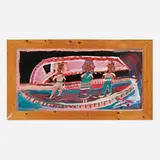 Jimmy Lee Sudduth, Ladies on Boat with a Creature, paint and sweet mud on board