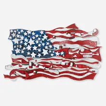 Ab the Flagman, American flag, enamel on wood