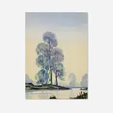 Chauncey Foster Ryder, Tall Trees by the Water, watercolor on paper