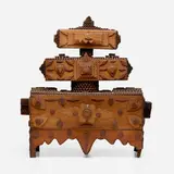 Tramp Art, Stacked box, chip-carved and layered wood, varnish