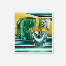 Green Heller Cup by Jeanette Pasin Sloan, 1980, acrylic and colored pencil on board, sold Apr 2023