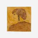 The Prince by Lee Godie, ballpoint pen, watercolor and varnish on canvas, sold Apr 2023