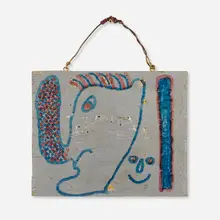 Albert "Kid" Mertz, Untitled, c. 1980, enamel, tacks, and marker on wood, wire