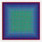 Conferring Blue by Julian Stanczak, 1981, screenprint in colors, sold Jul 2022