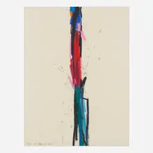 Double Poem by Emerson Woelffer, 1973, mixed media on BFK Rives, sold Jul 2022