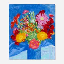 Nell Blaine, Calendulas & Blue, 1987, oil on canvas