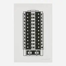 Apartment 9 by Julian Opie, 2021, woodcut on Somerset Velvet, sold Jul 2022