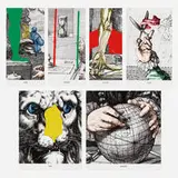 Engravings with Sounds: Sob, Grunt, Clack, Sneeze, Urg, Toot by John Baldessari, 2015, archival inkjet print, sold Jul 2022