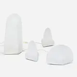 Kazuhide Takahama, Kaori table lamps, set of four, 1975, jersey fabric over aluminum and plastic frames