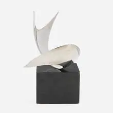 José de Rivera, Untitled, c. 1980, stainless steel, lacquered wood
