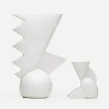Titicaca vase and Omega cup by Matteo Thun, 1982, glazed porcelain, sold Apr 2022
