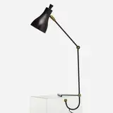 attribution Gerald Thurston, Counterbalance table lamp, c. 1950, enameled copper, plastic, brass-plated steel
