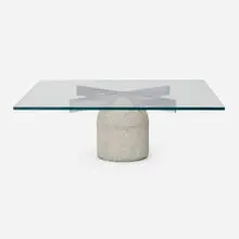 Giovanni Offredi, Paracarro coffee table, c. 1970, glass, concrete, chrome-plated steel