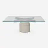 Giovanni Offredi, Paracarro coffee table, c. 1970, glass, concrete, chrome-plated steel
