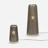 Zan-Zo table lamps, set of two by Marco Ferreri For Fontana Arte, 1989, stainless steel, frosted glass, sold Apr 2022