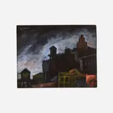 Gershon Benjamin, New York at Night, c. 1935, gouache on black paper