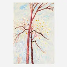 Early Spring by Gershon Benjamin, 1950, oil on paper, sold Apr 2022