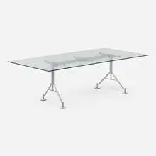 Norman Foster, Dining table for the Renault Distribution Centre, Swindon, England, 1984, powder coated steel, glass, rubber