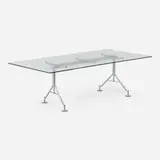 Norman Foster, Dining table for the Renault Distribution Centre, Swindon, England, 1984, powder coated steel, glass, rubber