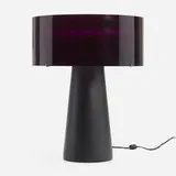 Abat-Jour table lamp by Ettore Sottsass, 2005, glazed ceramic, blown black glass, chrome-plated brass, sand-blasted glass, sold Apr 2022