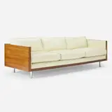 Milo Baughman, Sofa, model 2165, 1968, rosewood, leather, chrome-plated steel