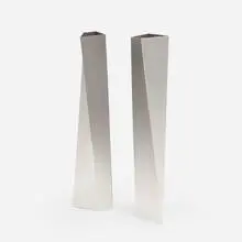 Zaha Hadid, Crevasse vases model ZH01, pair, 2005, polished stainless steel