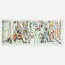 Museum by Red Grooms, 1978, lithograph in colors, sold Apr 2022