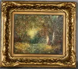 Path through the Woods by American School, Oil on canvas, sold Nov 2024