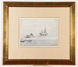Lev Meshberg, Le Paysage d' Hiver Russe, 1986, Watercolor on paper