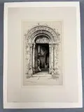 Albany E. Howarth, Norman Doorway, Black and white etching