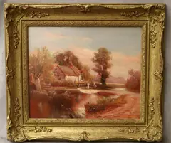 George Hyde Pownall, Early Summer Morning Landscape, Oil on board