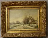 Northern Continental School, Winter Landscape, Oil on board