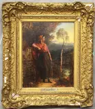 Lady with Red Shawl by English School, Oil on board, sold Nov 2024