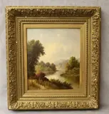 Lake and Mountainside Landscape by English School, Oil on canvas, sold Nov 2024