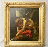 Jacques-Louis David, Untitled, Cupid Sharpening an Arrow, (for restoration). 19th century oil on canvas