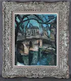 Yves André Moleux, Parisian Bridge, Oil on board