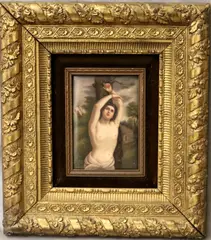German School, Saint Sebastian Bound And Pierced By Arrows, Oil on porcelain
