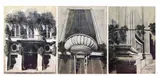 Arthur Cotton Moore, Three Works: Architectural Details, Ink, watercolor, gouache on paper