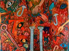 Benita Berman, Hooks and Eyes, 1989, Acrylic and graphite on paper